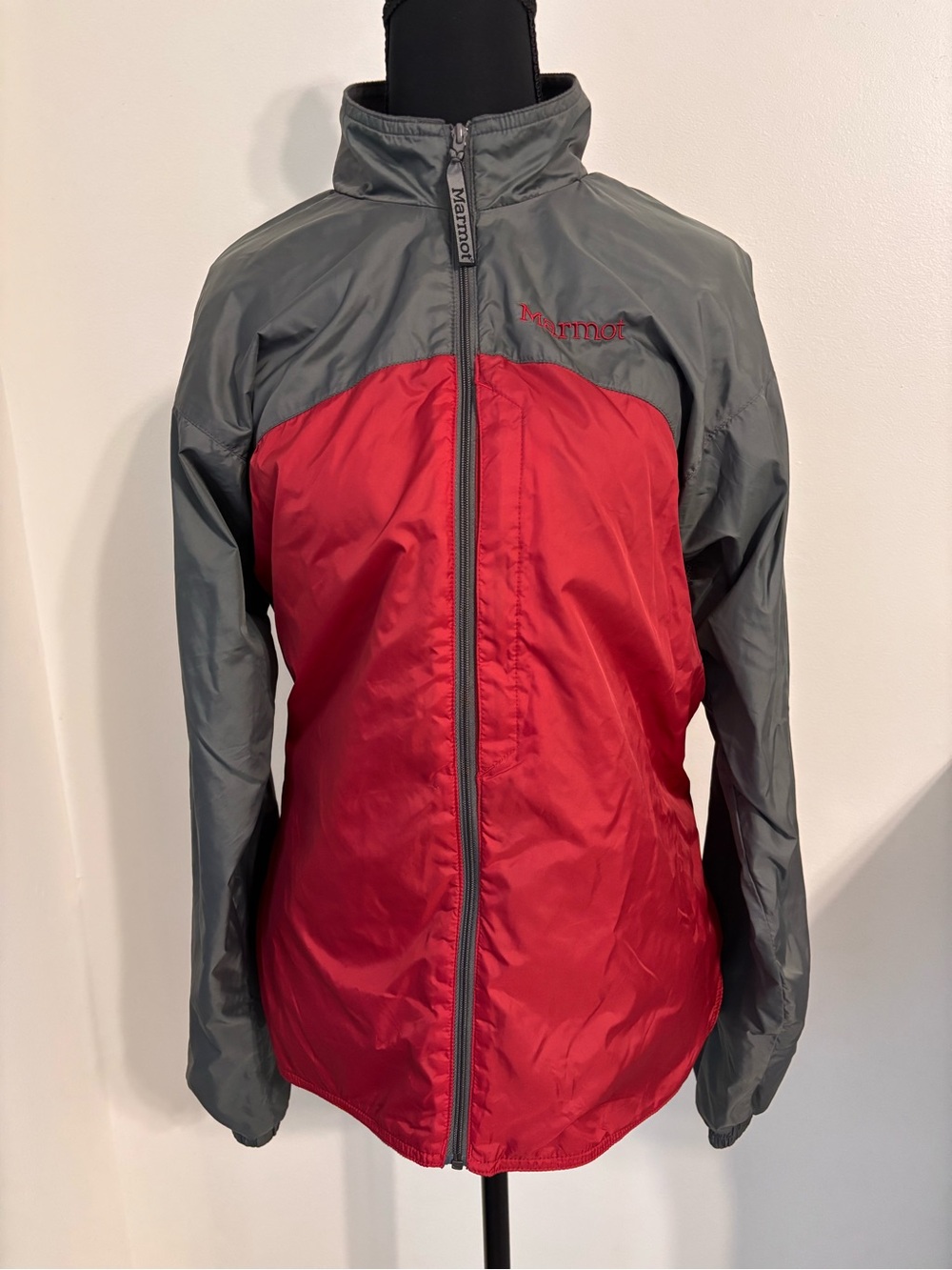 Marmot DriClime Wind Jacket Women’s M Gray Red Full Zip Running Hiking jacket